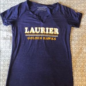 Wilfrid Laurier Uni T-shirt, purple and gold